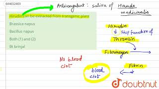 Hirudin can be extracted from transgenic plant  12  BIOTECHNOLOGY AND ITS APPLICATIONS  BIOL [upl. by Pelmas]