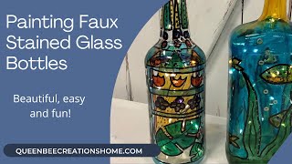 Painting Faux Stained Glass Bottles [upl. by Mair943]