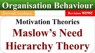 maslows hierarchy of needs maslow theory of motivation maslows need hierarchy theory OB [upl. by Zilef]