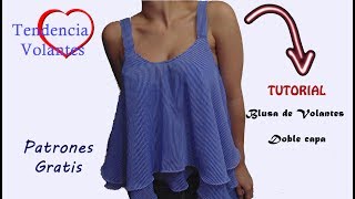 DIY Costura Blusa de Dama Volante patrones gratis [upl. by Davis]