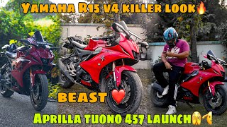 Yamaha R15 v4 killer look🫣🔥❤️ aprilla tuono 457 launch 🫡 Duke 390 killer😎 [upl. by Nnayllek255]