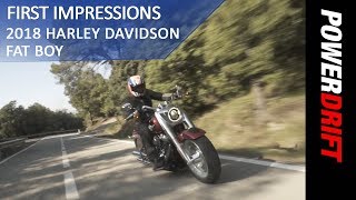 2018 Harley Davidson Fat Boy  First Ride  PowerDrift [upl. by Nylak]