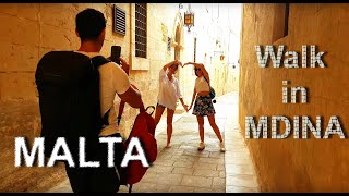 4K Mdina Long Walk  Malta Walks [upl. by Agatha835]