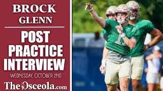 FSU Football  QB Brock Glenn talks preparing for start vs Clemson strides from last season [upl. by Garling]