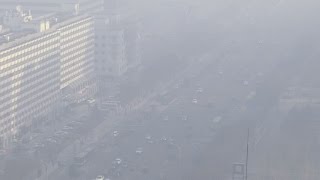 Thick smog shrouds cities in China [upl. by Ayoted]