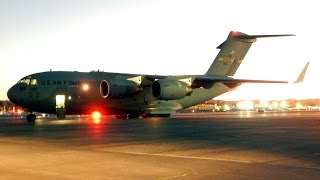 US Air Force C17A Globemaster III Engine RunUp amp PreFlight Part 2 Burbank Airport [upl. by Coombs]