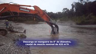 Equipo de dragado Dragflow instalado en retro excavadora para minería aluvial  Chocó [upl. by Aholah368]