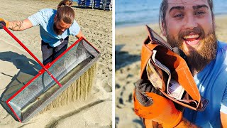 Treasure Hunting on the Beach with a SandSifting Gadget 🏖️💎 The Surprises We Found [upl. by Arratal]