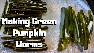 Making Soft Plastic Baits  Making Green Pumpkin Black Flake Worms and Watermelon Seed Worms [upl. by Roye]