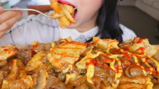 Lychee ASMR chicken steak gravy pie chips Mukbang bites only [upl. by Nevile]