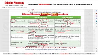 Difference Between General and Local Anaesthetics  Local Vs General Anaesthetics  GPAT  NIPER [upl. by Milford]