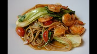 Pasta Rezept  mit Crevetten  Asiastyle  Pack Choi [upl. by Tanaka464]