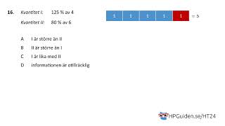 Högskoleprovet KVA uppgift 16 från höstens högskoleprov 2024 provpass 4 kvantitativ del [upl. by Niamert]