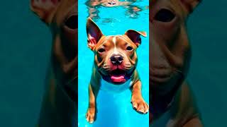 Dog Swim dog dogs dogshorts doggie pitbull water swimming swimmingpool fyp [upl. by Ahsek]