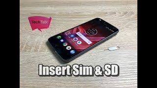 How to insert sim and SD card into Moto Z2 Play [upl. by Ahsinot]