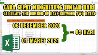 Menghitung Jumlah Hari antara dua tanggal di Microsoft excel [upl. by Fadil337]