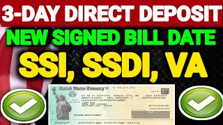 3Day Direct Deposit Of SSI SSDI VA Checks New Signed Bill Date Stimulus Check Update [upl. by Gonzales829]