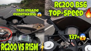 RC 200 Bs6 TopSpeed  Ktm RC200 Vs Yamaha R15M  Taxi Insane Overtaking 😱 [upl. by Nygem]