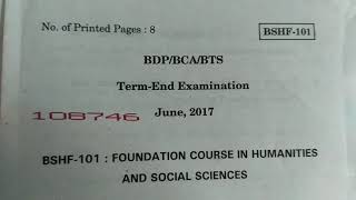 IGNOU BSHF101 June 2017 question paper Hindi and English [upl. by Eneja]