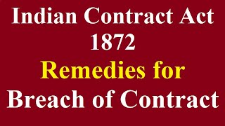 Indian Contract Act 1872 Remedies for Breach of Contract [upl. by Ehman]