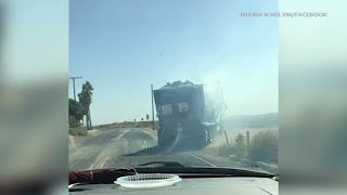 Video Smoking garbage truck that dumped burning trash sparking deadly Sandalwood Fire I ABC7 [upl. by Etirugram]