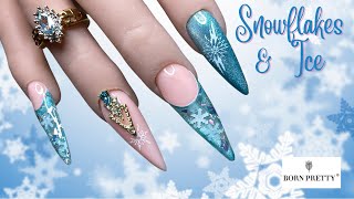 Icy Snowflakes Nails  Sculpting On Forms  Born Pretty Extension Gel [upl. by Osman348]