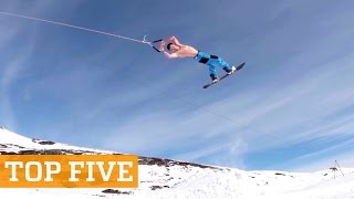 TOP FIVE Summer Skiing Wheelie Tricks amp Freerunning  PEOPLE ARE AWESOME 2016 [upl. by Geno]