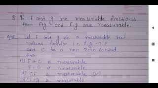 If F and g are measurable functions then Fg and Fg are measurable MathematicsMSCPGsemester2 [upl. by Starbuck170]