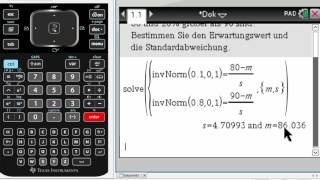 Normalverteilung 33 Erwartungswert und Standardabweichung berechnen mit dem Ti Nspire CX CAS [upl. by Marchak]