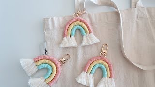 DIY Macrame Rainbow Keychain 마크라메 무지개 키링 만들기 [upl. by Cave]