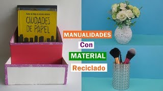 3 Manualidades hechas con material reciclado reciclaje creativo [upl. by Latia]