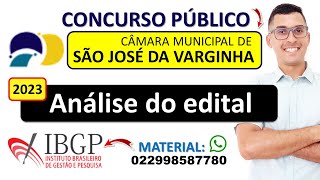 Concurso Câmara Municipal de São José da Varginha MG 2023  Banca IBGP  Provas anteriores  Edital [upl. by Bernita9]