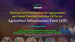 Orientation for Agripreneurs and Nodal Training Institutes on Agriculture Infrastructure Fund AIF [upl. by Llevra870]