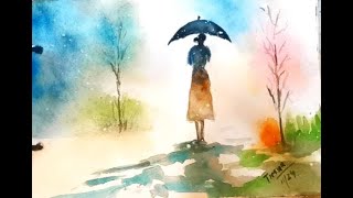 How to Paint a Rainy day in Watercolor in Easy steps  StepbyStep Tutorial [upl. by Erdnua]