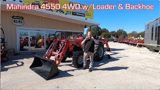 Mahindra 4550 4WD Tractor With Front End Loader And Backhoe [upl. by Noelopan]