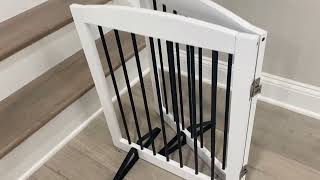 PUPETPO Freestanding Pet Gate for Dogs Foldable Wooden Dog Gate for House Review [upl. by Hna]