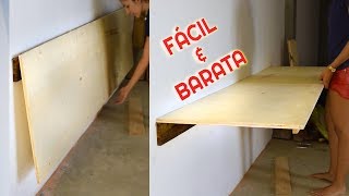 COMO FAZER MESA BANCADA de MADEIRA RETRATIL DOBRAVEL de PAREDE FACIL  Parte 1  Amanda Alves DIY [upl. by Gersham]