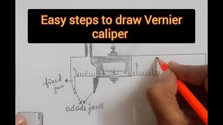 VERNIER CALIPER  PHYSICS  ICSE  Easy steps to draw Vernier caliper [upl. by Drofub]