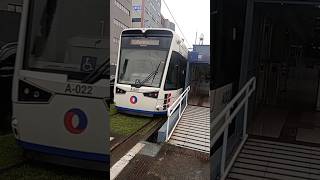 VLT Baixada SantistaVLT A022 saindo da estação Conselheiro Nébias UNIMES [upl. by Molly769]