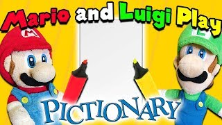 Crazy Mario Bros Mario and Luigi Play Pictionary [upl. by Illehs]