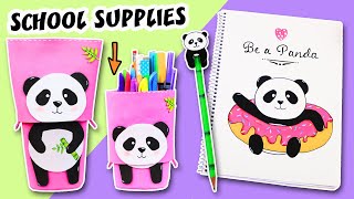 DIY SCHOOL Supplies PANDA 🐼  Foldable Pencil Case Notebook and Pencil Panda  aPasos Crafts DIY [upl. by Yeroc39]