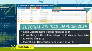 Cara Update Data Rombel Mengisi Pembelajaran Kurikulum Merdeka dan Memilih Tema P5 di Dapodik 2024 [upl. by Wahs514]