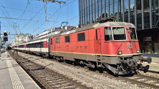 SBB Re 44 mit UICZ2 Fussballkomp einfahrt in St Gallen [upl. by Nnaeed]