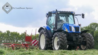 Tedding Grass 2020  New Holland T6010  Kuhn GF 6301  Rico Voskuilen  Gras schudden [upl. by Ear]