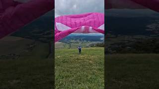 Forward launch on my pink fluffy paraglider dancing on rainbows paragliding parapente [upl. by Pozzy]