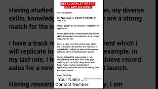 cover letter vs CV 🙏 resume template coverletter shorts [upl. by Badr]