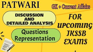 PATWARI QUESTION PAPER SOLUTION QUESTION FOR REPRESENTATION JKSSB EXAMS [upl. by Anwahsiek]