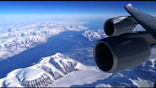 Lufthansa Boeing 7478  spectacular flight over Greenland en route to Los Angeles [upl. by Anomer]