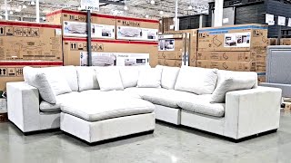 THOMASVILLE LOWELL 6PIECE MODULAR FABRIC SECTIONAL shop SOFA CHAIR FURNITURE at COSTCO with Me [upl. by Vaughan]