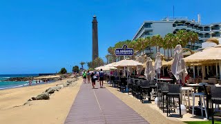 Gran Canaria Maspalomas Meloneras Strand Shops Bars Restaurants 4K Juli [upl. by Campman]